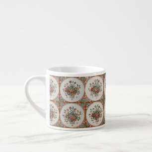 Vintage Floral Terracotta Tiles Pattern Espresso Cup