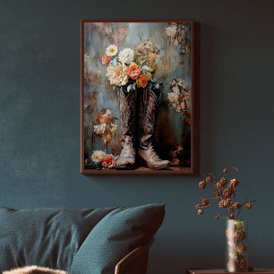 Vintage Floral Texture Cowboy Boots Decoupage  Tissue Paper