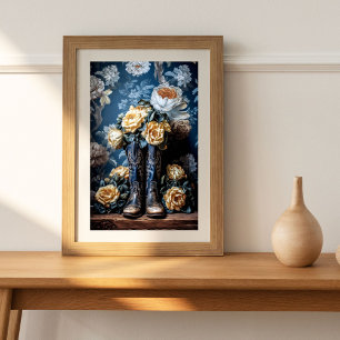 Vintage Floral Texture Cowboy Boots Decoupage  Tissue Paper