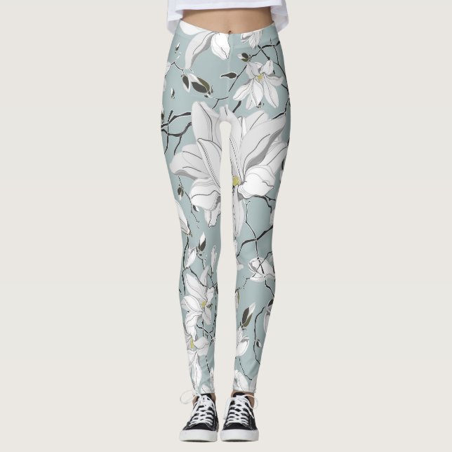 Vintage Floral Texture Seamless Pattern Leggings (Front)