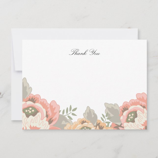 Vintage Floral Thank You Note Card (Front)