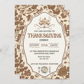 Vintage Floral Thanksgiving Invitation