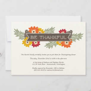 Vintage Floral Thanksgiving Invitation
