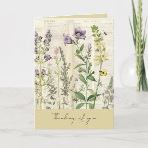 Vintage Floral Thinking of You Greeting Thank You Card