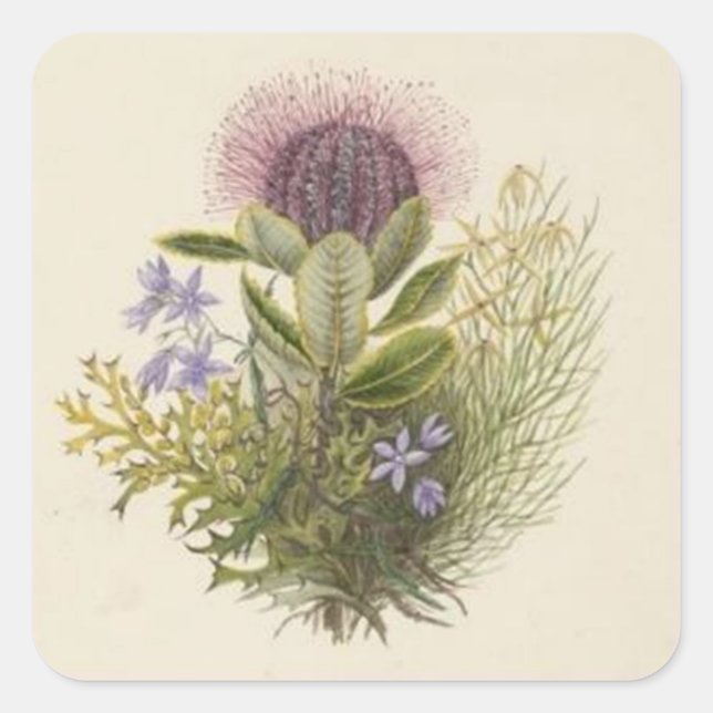 Vintage Floral Thistle Sticker (Front)