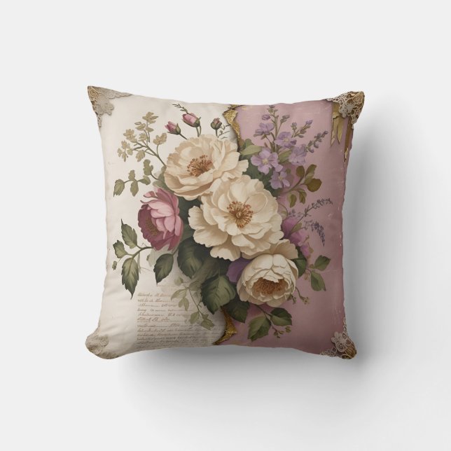 Vintage Floral - Throw Pillow  (Front)