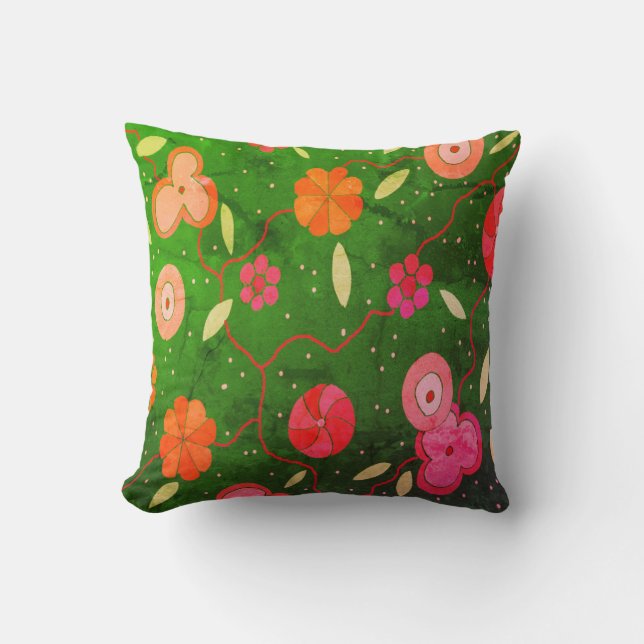 Vintage Floral Throw Pillow (Front)