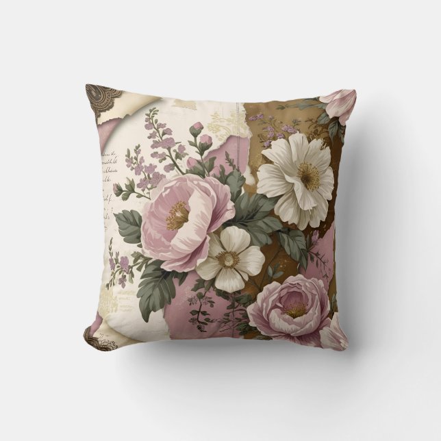 Vintage Floral - Throw Pillow (Front)