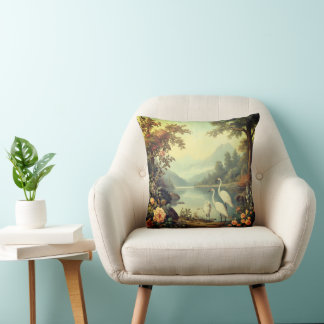 Vintage Floral Throw Pillow – Elegant Retro Flower