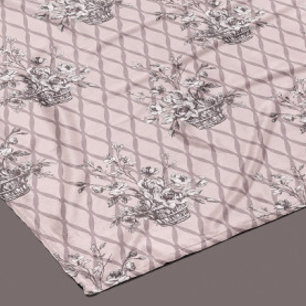 Vintage Floral Toile Fleece Blanket in Blush Pink
