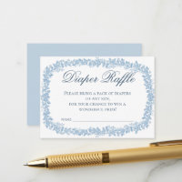 Vintage Floral Toile Frame Blue Diaper Raffle