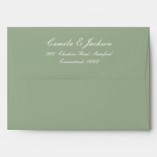 Vintage Floral Toile Sage Green Wedding Envelope