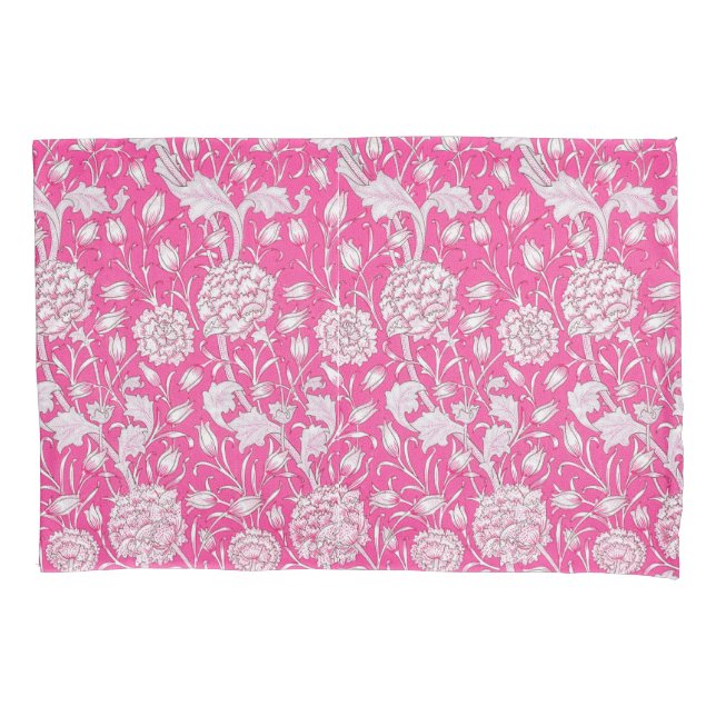 Vintage Floral Trendy Bright Pink & White Pillowcase (Front)