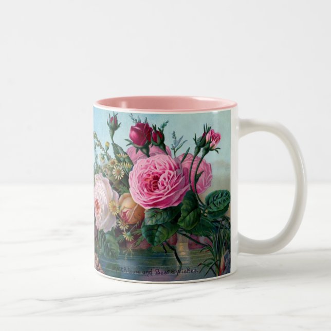 Vintage Floral Two-Tone Coffee Mug (Right)