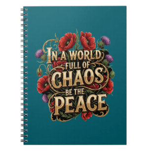 Vintage Floral Typography Peace Notebook