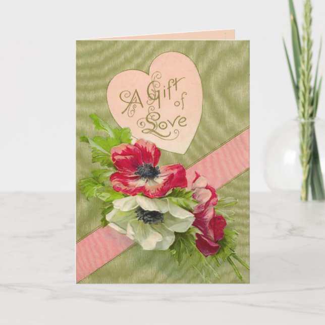 Vintage Floral Valentine Card (Front)