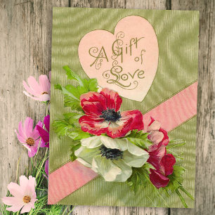Vintage Floral Valentine Postcard