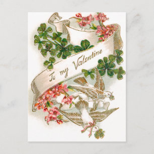 Vintage Floral Valentine with Doves Postcard