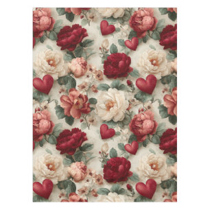 Vintage Floral Valentines Pattern Tablecloth