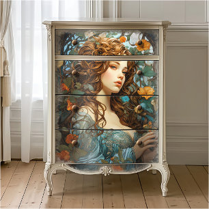 Vintage Floral Victorian Goddess Art Nouveau Tissue Paper