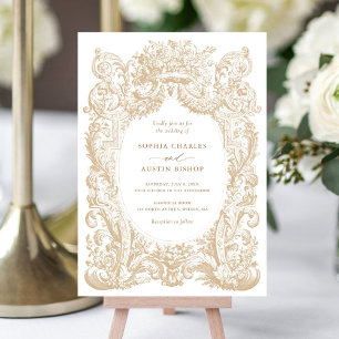 Vintage Floral Victorian Ornament Frame Wedding Invitation