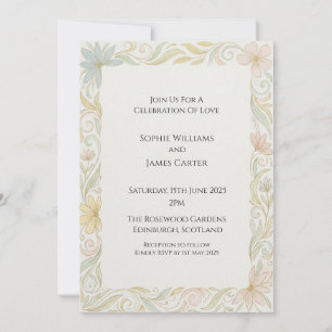 Vintage Floral Vine Border Wedding Invitation