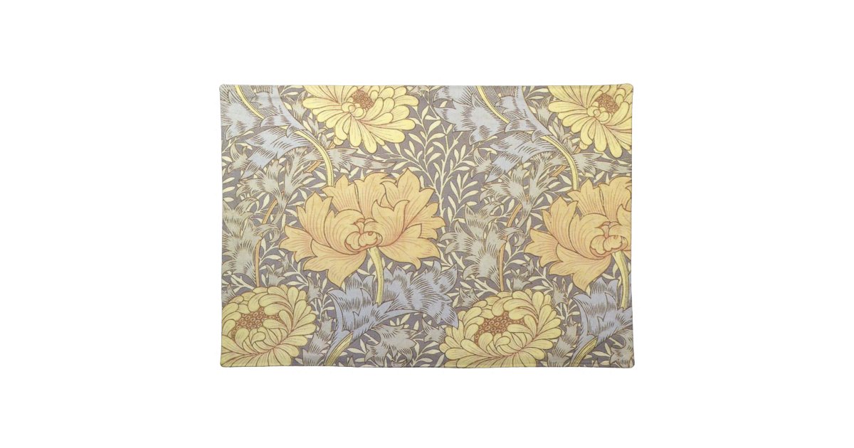 Vintage Floral Wallpaper Chrysanthemums Placemat Zazzle