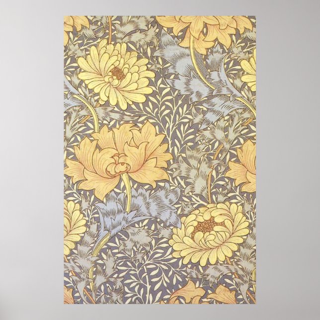 Vintage Floral Wallpaper Chrysanthemums Poster (Front)