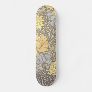 Vintage Floral Wallpaper Chrysanthemums Skateboard