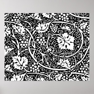 Vintage Floral Wallpaper Grape Pattern Poster