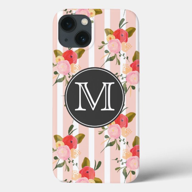 Vintage Floral Wallpaper Monogram iPad Mini Case (Back)