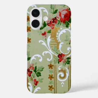 Vintage Floral Wallpaper Pattern, Antique Flowers iPhone 16 Case