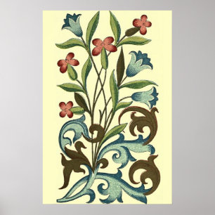 Vintage Floral wallpaper pattern designer yellow Poster
