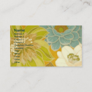 Vintage Floral Wallpaper, Turquoise Green & Brown Business Card
