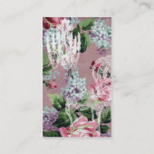 Vintage Floral Wallpaper With Chair and Chandelier Business Card (Back)