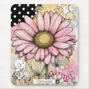 Vintage Floral Watercolor Polka Dot Art (5) Mouse Mat