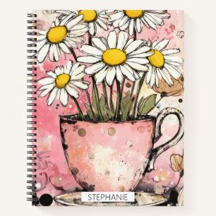 Vintage Floral Watercolor Polka Dot Art (6) Notebook