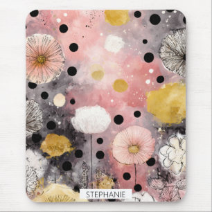 Vintage Floral Watercolor Polka Dot Art (8) Mouse Mat