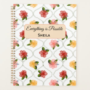 Vintage floral watercolour clear diamond Planner