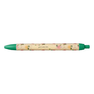 Vintage floral watercolour diamond ballpoint pen