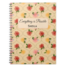 Vintage floral watercolour diamond Notebook
