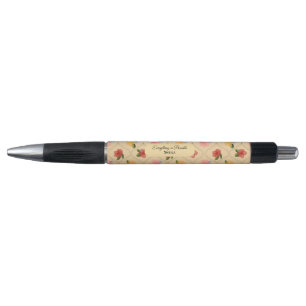 Vintage floral watercolour diamond pen