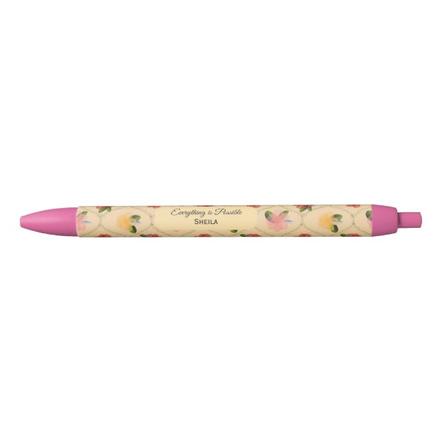 Vintage floral watercolour diamond pen (Front)