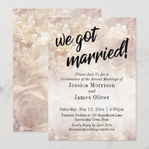 Vintage Floral We Got Married Reception-Only Invitation