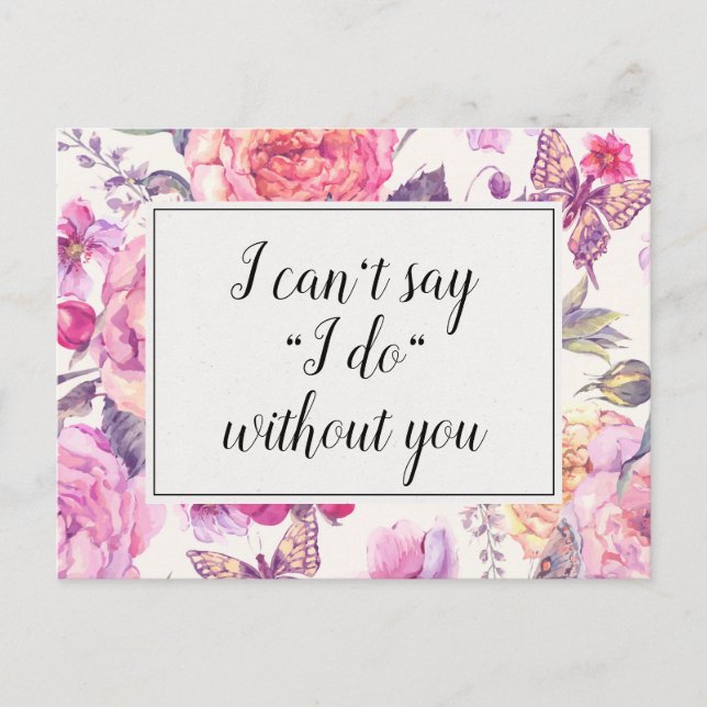 Vintage Floral Wedding Bridesmaid Proposal Card (Front)