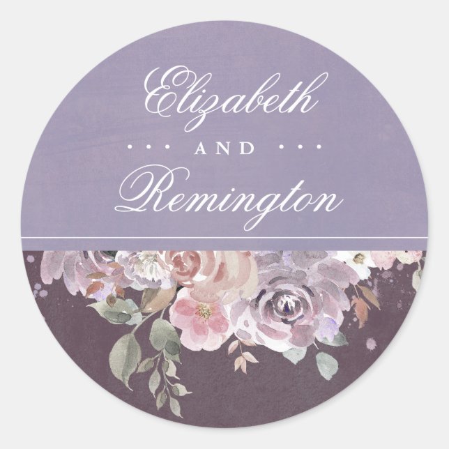 Vintage Floral Wedding Classic Round Sticker (Front)