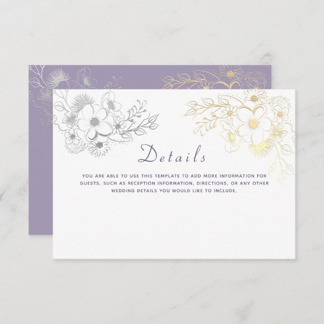 Vintage Floral Wedding Details Enclosure Card (Front/Back)