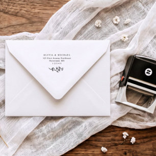 Vintage Floral Wedding Envelope Return Address Self-inking Stamp