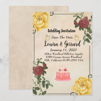Vintage Floral Wedding Invitation