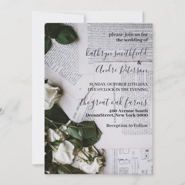 Vintage Floral Wedding Invitation (Front)